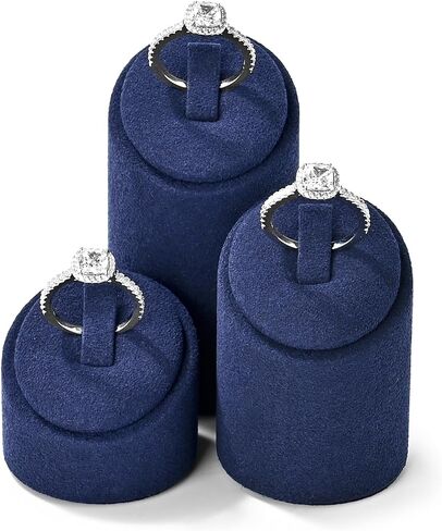 3 Piece Microfiber Ring Display Stand Cylindrical Ring Holder Jewelry Display Holders Showcase (White) in Saudi Arabia