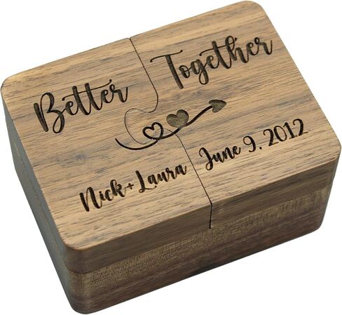 Wooden Ring Puzzle Box, Personalized Better Together Box, Engraved Custom, Engagement Proposal, Ring Bearer in Saudi Arabia