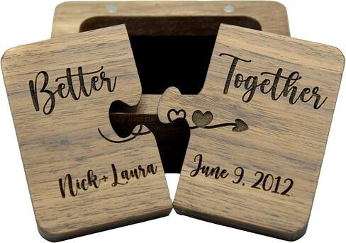 Wooden Ring Puzzle Box, Personalized Better Together Box, Engraved Custom, Engagement Proposal, Ring Bearer in Saudi Arabia