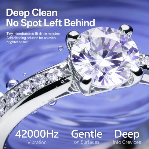 Ultrasonic Jewelry Cleaner Machine with Purifying Light, Detachable Retainer Cleaner for Jewelry, Retainers, Dentures, 42kHz Ultrasonic Cleaner with 3 Modes, Waterproof, for family, White in Saudi Arabia