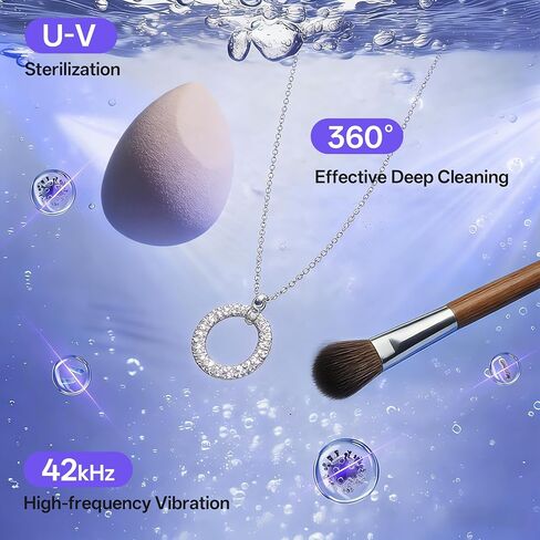 Ultrasonic Jewelry Cleaner Machine with Purifying Light, Detachable Retainer Cleaner for Jewelry, Retainers, Dentures, 42kHz Ultrasonic Cleaner with 3 Modes, Waterproof, for family, White in Saudi Arabia