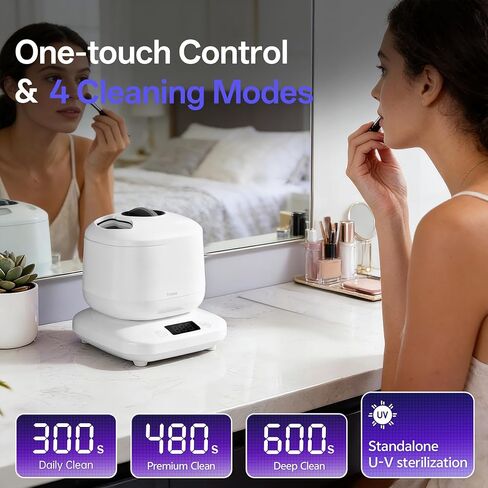 Ultrasonic Jewelry Cleaner Machine with Purifying Light, Detachable Retainer Cleaner for Jewelry, Retainers, Dentures, 42kHz Ultrasonic Cleaner with 3 Modes, Waterproof, for family, White in Saudi Arabia