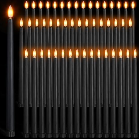 Handepo 48 Pack Flameless Taper Candles Realistic with Yellow Flickering Candlelights Plastic 11 Inch Last Long Battery Operated Window Candlestick for Halloween Christmas(Pink) in Kuwait