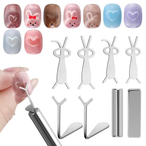 Cat Eye Magnet for Nails, 5 Pcs Double Ended Cylindrical Strong Nail Magnet Set, Magnet Stick for 3D Cat Eye Gel Polish, Super Long Nail Polish Magnet Pens, Home DIY, Salon, Studio… in Kuwait