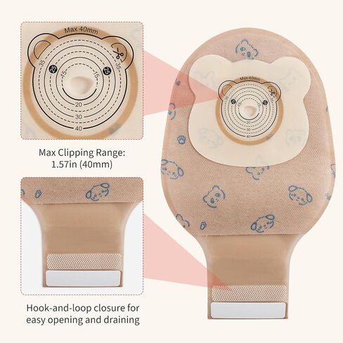 20pcs Kids Colostomy Bag, Disposable Children Drainable Ostomy Bag, One Piece Stoma Bag Ostomy Bag 15mm-40mm Cut-to-Fit, Colostomy Supplies for Surgery Stoma Care in Saudi Arabia