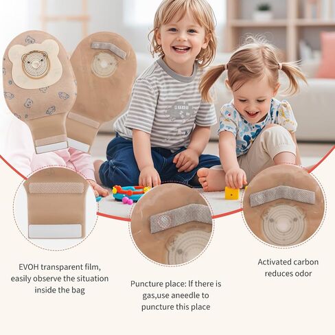 20pcs Kids Colostomy Bag, Disposable Children Drainable Ostomy Bag, One Piece Stoma Bag Ostomy Bag 15mm-40mm Cut-to-Fit, Colostomy Supplies for Surgery Stoma Care in Saudi Arabia