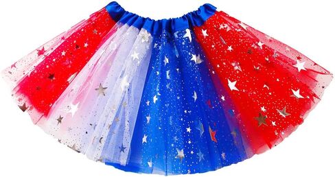 Festive Women Tulle Tutu Skirt for 4th of July Independence Day Carnival Memorial Day St Patrick's Day Costume Accessory in Saudi Arabia