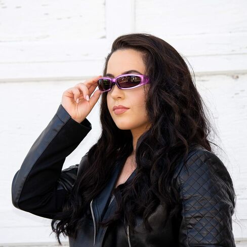 Birdz Eyewear Chill Women's Padded Motorcycle Sunglasses Purple Frames with Super Dark Lenses in Kuwait