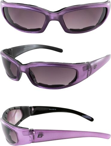 Birdz Eyewear Chill Women's Padded Motorcycle Sunglasses Purple Frames with Super Dark Lenses in Kuwait
