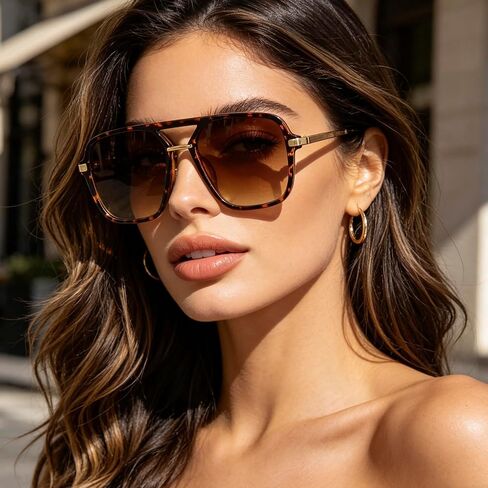 Classic Square Sunglasses for Women & Men 90s Vintage Shades Trendy Aviator Glasses in Saudi Arabia
