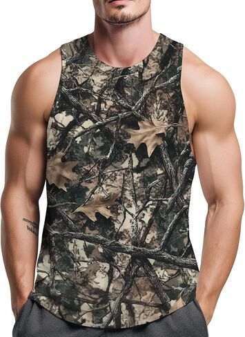 Men's Novelty Camo Tank Top Quick Dry Sleeveless Hunting Gym Shirts Camouflage Print Summer Streetwear in Saudi Arabia
