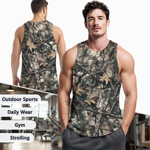 Men's Novelty Camo Tank Top Quick Dry Sleeveless Hunting Gym Shirts Camouflage Print Summer Streetwear in Saudi Arabia