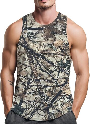 Men's Novelty Camo Tank Top Quick Dry Sleeveless Hunting Gym Shirts Camouflage Print Summer Streetwear in Saudi Arabia