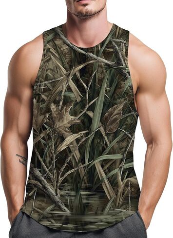 Men's Novelty Camo Tank Top Quick Dry Sleeveless Hunting Gym Shirts Camouflage Print Summer Streetwear in Saudi Arabia