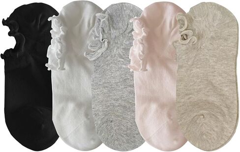 zrylibya Women Ruffle Trim No-Show Ankle Socks with Anti-Slip Silicone Low Cut Frilly Socks 5 Pairs in Saudi Arabia
