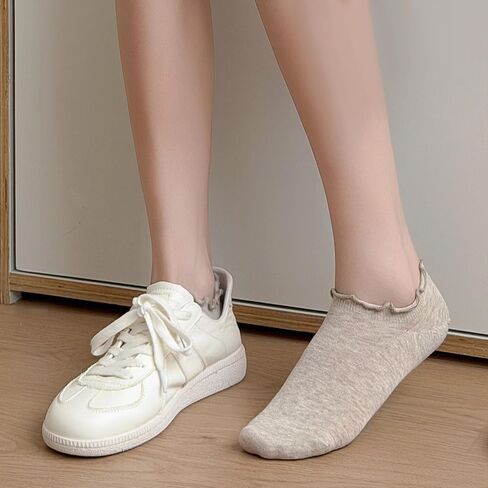 zrylibya Women Ruffle Trim No-Show Ankle Socks with Anti-Slip Silicone Low Cut Frilly Socks 5 Pairs in Saudi Arabia