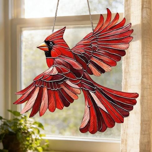 Acrylic Hanging Pendant with Chain, Sun Catcher Decorative Crystal Window Ornament for Home Décor, Colorful Bird and Bat Design in Kuwait