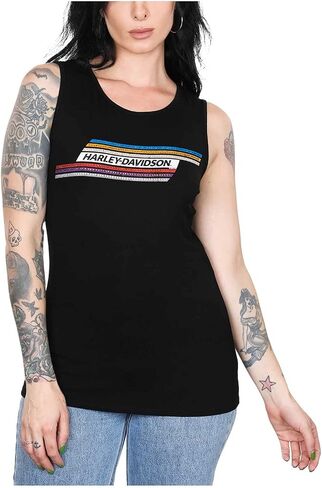 Harley-Davidson Women's Switchback Fullback Keyhole Sleeveless Tank Top - Black in Kuwait