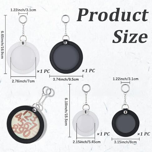 SUNNYCLUE 1 Box 4Pcs Leather Photo Keychain Round Leather Key Chains Blanks Bulk PU Black White Personalized Badges Picture Insert Storge Keyring for Women Car Doors Supplies DIY Bag Findings Adults in Kuwait