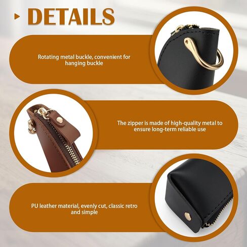 LELE LIFE 2 Pack Car Key Fob Case, Portable Car Key Cover Holder Leather Zipper Pouch Wallet Case Organizer Protector Keychain for Men Women, Black and Brown in Saudi Arabia
