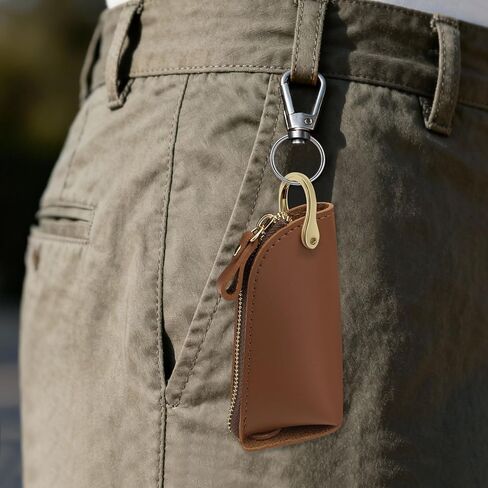 LELE LIFE 2 Pack Car Key Fob Case, Portable Car Key Cover Holder Leather Zipper Pouch Wallet Case Organizer Protector Keychain for Men Women, Black and Brown in Saudi Arabia