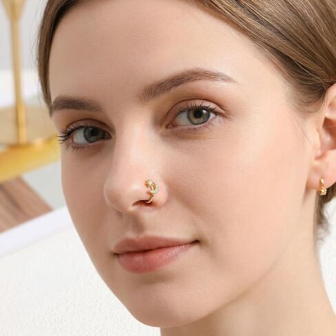 9Pcs Clip on Nose Ring, African Gold Nose Cuffs with Rhinestones Fake Noses Ring Clip Non Piercing Jewelry for Women Men in Saudi Arabia