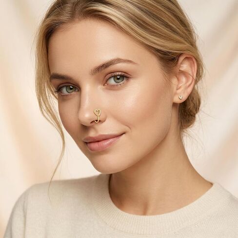 9Pcs Clip on Nose Ring, African Gold Nose Cuffs with Rhinestones Fake Noses Ring Clip Non Piercing Jewelry for Women Men in Saudi Arabia