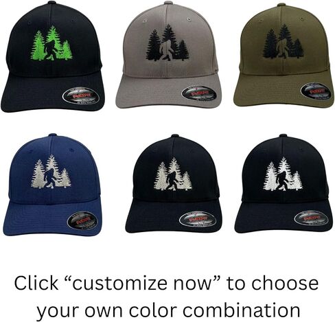 Flexfit Bigfoot Hat for Men, Sasquatch Flex Fit Cap, Outdoor Fitted Hat for Hiking Camping Adventure Wear Custom Hat & Thread Colors S/M L/XL Gray in Saudi Arabia