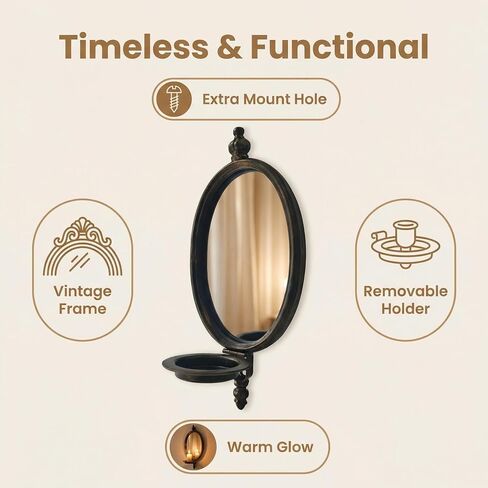 2 Pack Metal Wall Sconces, Heavy Mirror Taper Candle Sconce,Antique Bronze Pillar Candle Holder,Home Decoration in Saudi Arabia