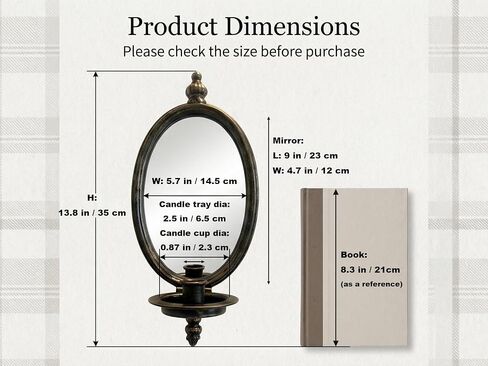 2 Pack Metal Wall Sconces, Heavy Mirror Taper Candle Sconce,Antique Bronze Pillar Candle Holder,Home Decoration in Saudi Arabia