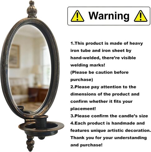 2 Pack Metal Wall Sconces, Heavy Mirror Taper Candle Sconce,Antique Bronze Pillar Candle Holder,Home Decoration in Saudi Arabia