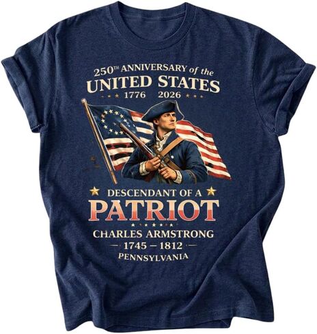 Custom Descendant of a Patriot T-Shirt, Personalized 250th Anniversary USA Tee, 1776-2026 American Heritage Gift Black in Saudi Arabia
