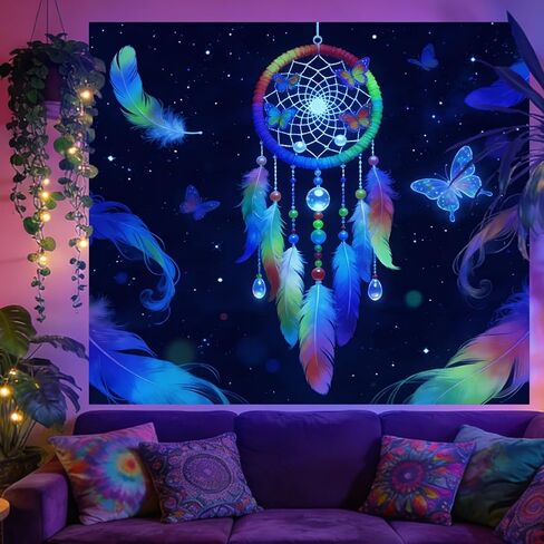 TNKBREEZE Blacklight Skull Tapestry UV Reactive Sun Moon Wall Hanging Polyester Wall Art Glow in the Dark for Bedroom Living Room Dorm Party Decor 51.2 x 59.1 In in Saudi Arabia