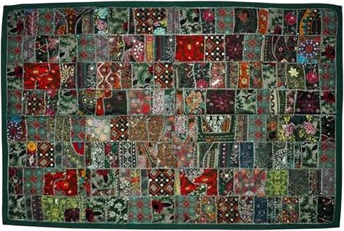 Arprani Indian wall hanging-dining table runner-Hand Embroidered vintage table cover-patchwork tapestry-Bohemian wall decor tapestries-traditional wall art for living room in Saudi Arabia