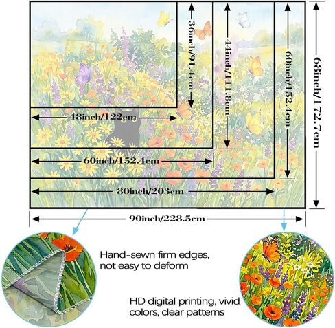 Spenlife Black Cat in Summer Wildflower Garden Tapestry, Whimsical Watercolor Cat and Butterfly Wall Decor, Aesthetic Floral Art for Bedroom (60" x 44") in Saudi Arabia