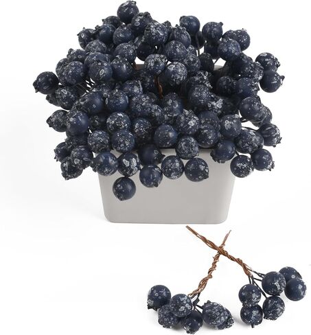 Fake Blueberry Artificial Fruits Plastic Foam Christmas Fake Silk Flowers Home Decorative Party Wedding (Blue) - 20 PCS in Kuwait