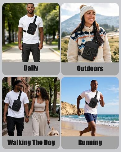 Peicees Small Sling Bag Tactical Chest Anti-theft for Men Women Travel Outdoor, Black in Kuwait