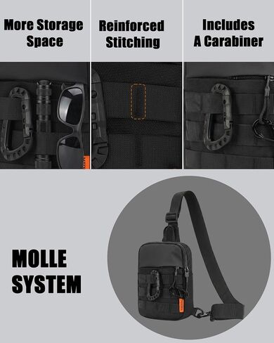 Peicees Small Sling Bag Tactical Chest Anti-theft for Men Women Travel Outdoor, Black in Kuwait
