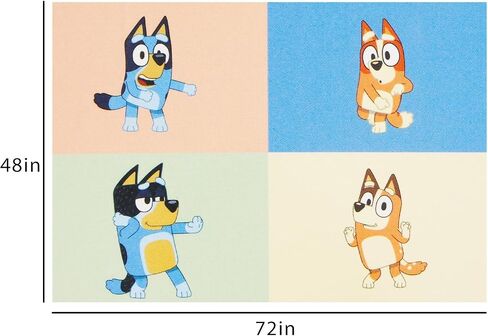 مجموعة سجادة Bluey لغرفة الأطفال - حزمة مع سجادة بمساحة 48 × 72 بوصة لغرفة النوم، وديكور الغرفة، بالإضافة إلى الملصقات والمزيد | سجادة Bluey وBingo لغرفة النوم in Kuwait