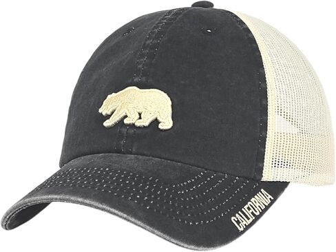 California Bear Soft Mesh Trucker Hat, 3D Embroidered Vintage Washed Adjustable Dad Hat Unisex in Saudi Arabia