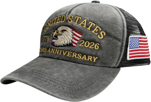 250th Anniversary USA Hat Retro Embroidered Baseball Cap Adjustable Mesh-Back Trucker Hat for Men Women in Saudi Arabia