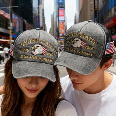 250th Anniversary USA Hat Retro Embroidered Baseball Cap Adjustable Mesh-Back Trucker Hat for Men Women in Saudi Arabia