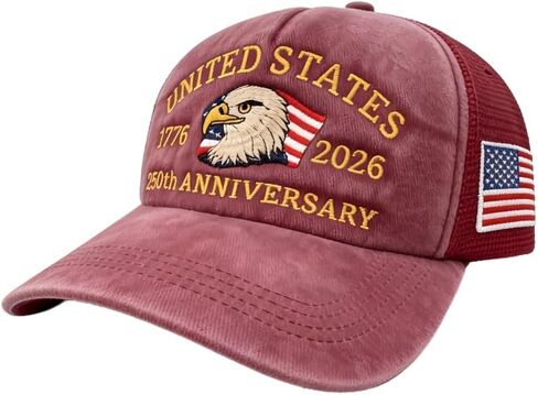 250th Anniversary USA Hat Retro Embroidered Baseball Cap Adjustable Mesh-Back Trucker Hat for Men Women in Saudi Arabia