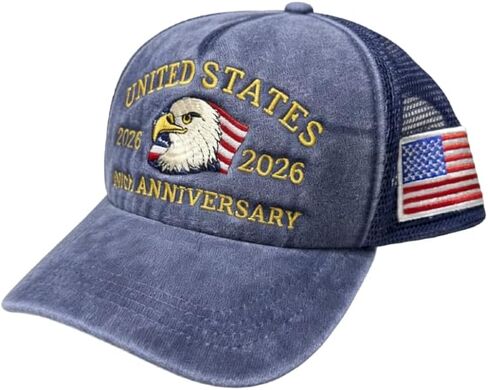 250th Anniversary USA Hat Retro Embroidered Baseball Cap Adjustable Mesh-Back Trucker Hat for Men Women in Saudi Arabia