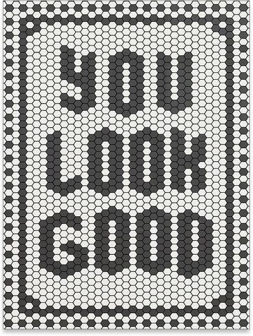 OMANI Black and White Quotes Wall Art Trendy Minimalist You Look Good Poster Funky Hexagon Tile Canvas Prints for Living Room Bathroom Wall Decor 12x16 inch Unframed in Saudi Arabia