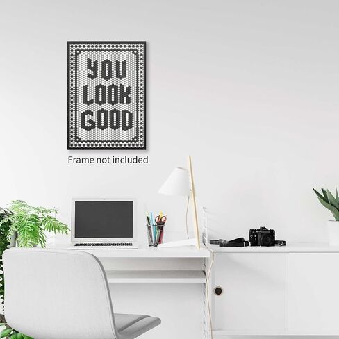 OMANI Black and White Quotes Wall Art Trendy Minimalist You Look Good Poster Funky Hexagon Tile Canvas Prints for Living Room Bathroom Wall Decor 12x16 inch Unframed in Saudi Arabia