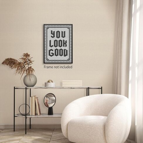 OMANI Black and White Quotes Wall Art Trendy Minimalist You Look Good Poster Funky Hexagon Tile Canvas Prints for Living Room Bathroom Wall Decor 12x16 inch Unframed in Saudi Arabia