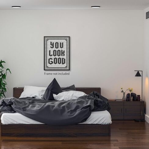 OMANI Black and White Quotes Wall Art Trendy Minimalist You Look Good Poster Funky Hexagon Tile Canvas Prints for Living Room Bathroom Wall Decor 12x16 inch Unframed in Saudi Arabia