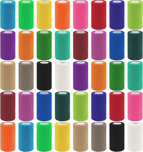 40 Rolls Self Adhesive Bandge Wrap 4 Inch Athletic Tape Self Adhesive Wraps Stretch Vet Tape Sellf Adherent Wrap for Wrist Ankle Swelling Sprains (20 Colors) in Saudi Arabia