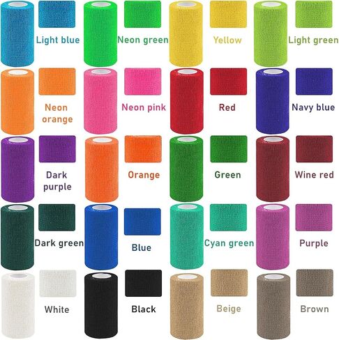 40 Rolls Self Adhesive Bandge Wrap 4 Inch Athletic Tape Self Adhesive Wraps Stretch Vet Tape Sellf Adherent Wrap for Wrist Ankle Swelling Sprains (20 Colors) in Saudi Arabia